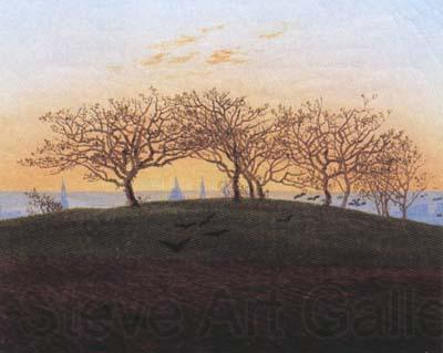 Caspar David Friedrich Hills and Ploughed Fields near Dresden (mk10) Norge oil painting art